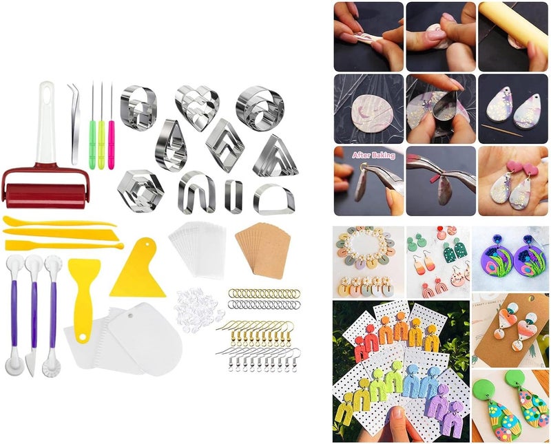 كلاراكو قواطع طين بوليمر من الفولاذ المقاوم للصدأ، قواطع أقراط طينية لصنع المجوهرات والقلائد - 140 قطعة - Image 3