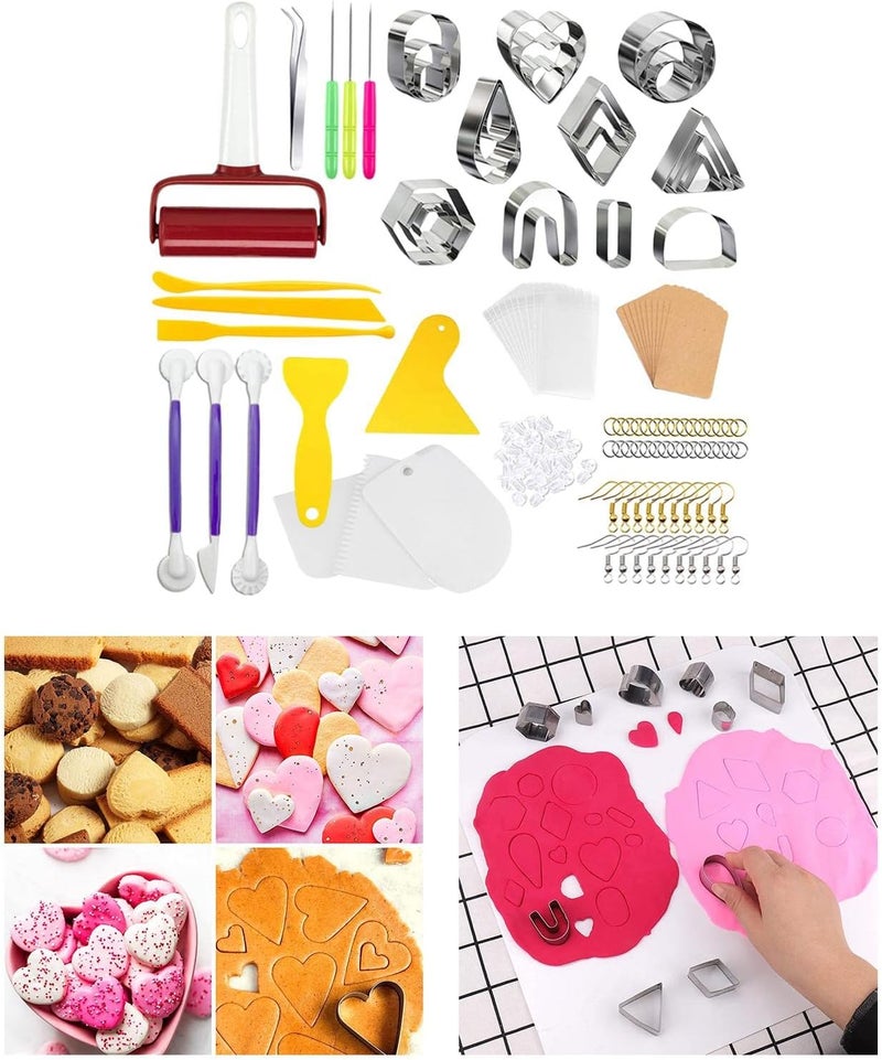 كلاراكو قواطع طين بوليمر من الفولاذ المقاوم للصدأ، قواطع أقراط طينية لصنع المجوهرات والقلائد - 140 قطعة - Image 2