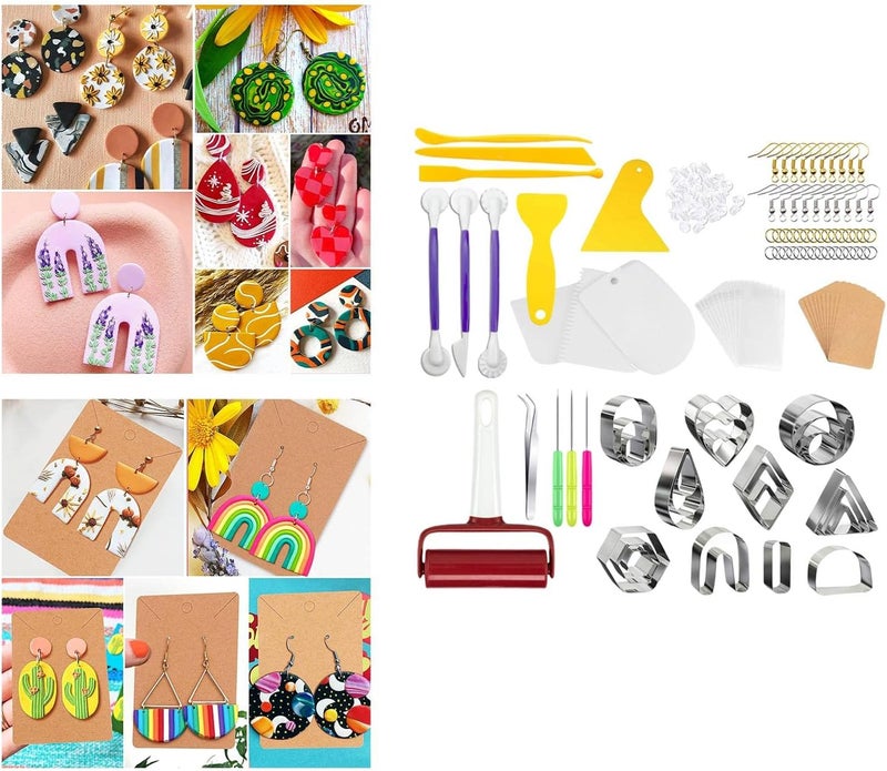 كلاراكو قواطع طين بوليمر من الفولاذ المقاوم للصدأ، قواطع أقراط طينية لصنع المجوهرات والقلائد - 140 قطعة - Image 5