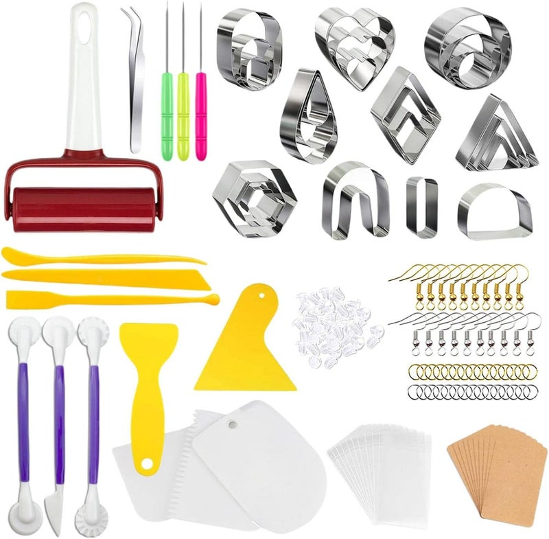 كلاراكو قواطع طين بوليمر من الفولاذ المقاوم للصدأ، قواطع أقراط طينية لصنع المجوهرات والقلائد - 140 قطعة - Image 1