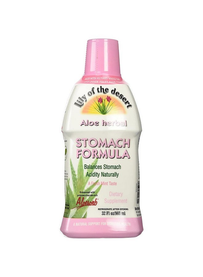 Lily Of the Desert Lily Of The Desert Stomach Formula, Organic Aloe Vera Juice with Slippery Elm, Chamomile, Peppermint, and Ginger for Gut Health, Acid Reflux, Heartburn Relief, 32 Oz  - Image 1
