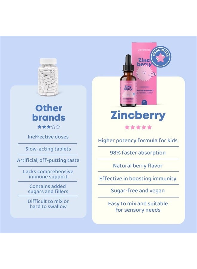 JoySpring ZincBerry - Kids Zinc & Vitamin Supplement (2 fl oz) Immune Support Drops - Liquid Zinc for Kids 2-16+ Years - Zinc Kids, Toddlers & Children Will Love Its Elderberry Extract Flavor - Image 3