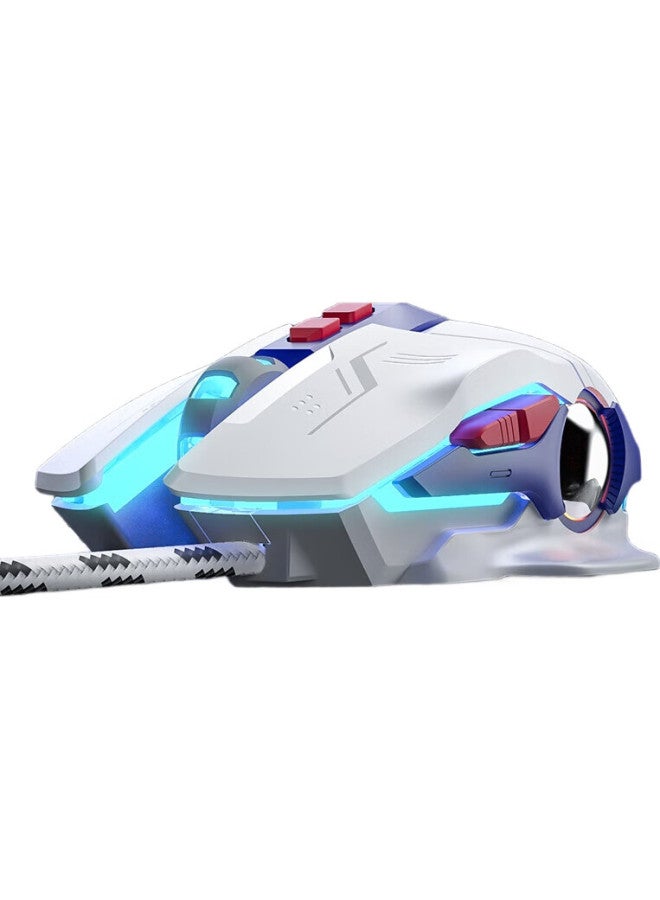 inphic W9P Wired Gaming Mouse With Sound Version, Gaming Macro, Rgb Breathing Light Effect, Ergonomic Design, For Pubg, Cf, Lol, Mecha White - Image 3