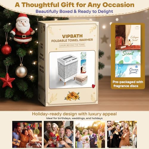 VIPBATH 35L Towel Warmer for Bathroom, Family-Sized Foldable Design with Window, Dual Safety Shut-Off for Overheat & Tip-Over, 12 Aroma Discs Gift Set, a Spa-Like Luxury for Home - Image 2