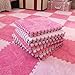 Typutomi 12pcs Plush Puzzle Foam Floor Mat Soft Thicken Fluffy Interlocking Square Foam Tiles Area Rugs Carpet for Parlor Bedroom Decoration118x118x055inRose RedPink - Image 3