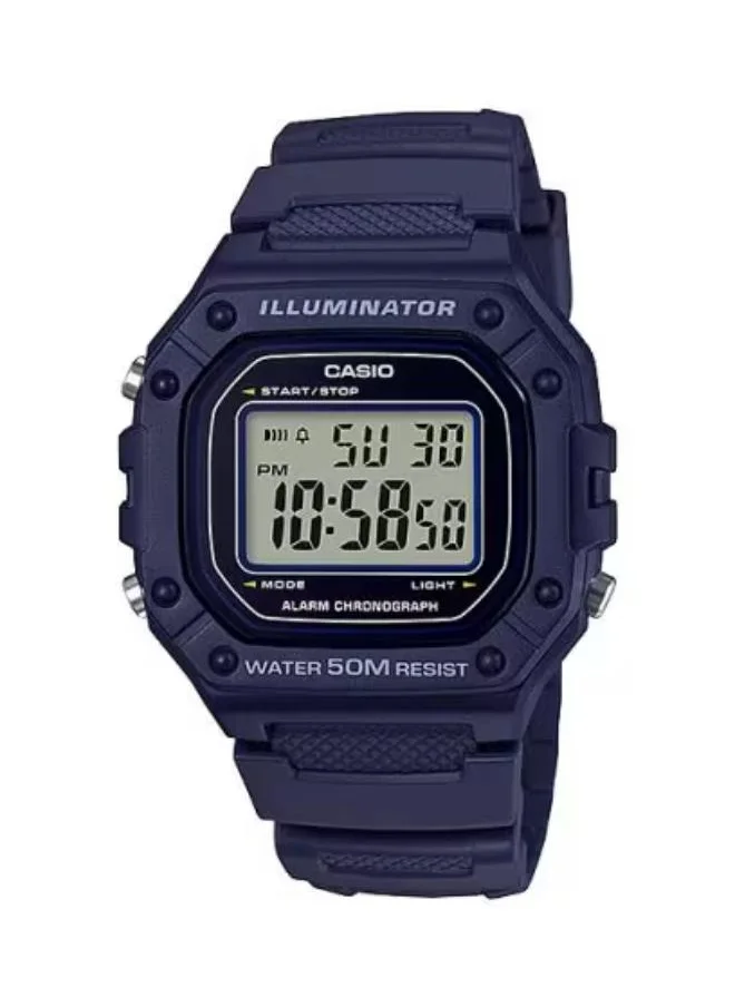 CASIO Men's Digital Display Watch With Blue Resin Strap - W-218H-2A