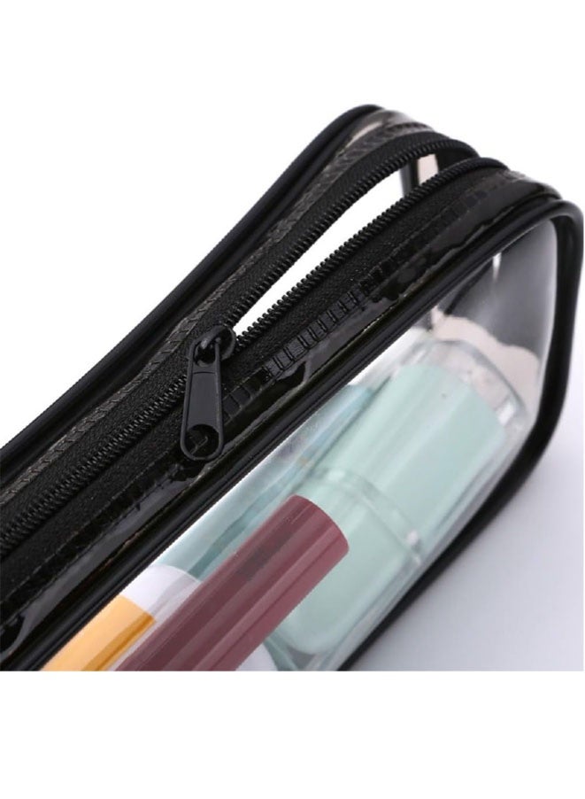 FASHION MANIA 2 Pieces Clear PVC Zipper Pen Pencil Case, Big Capacity Pencil Bag, Makeup Pouch (white+black) - Image 3