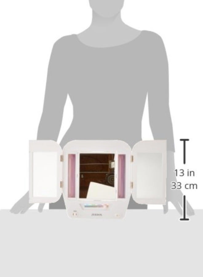 Jerdon Lighted Makeup Mirror with 5x Magnification, White Finish - Image 3