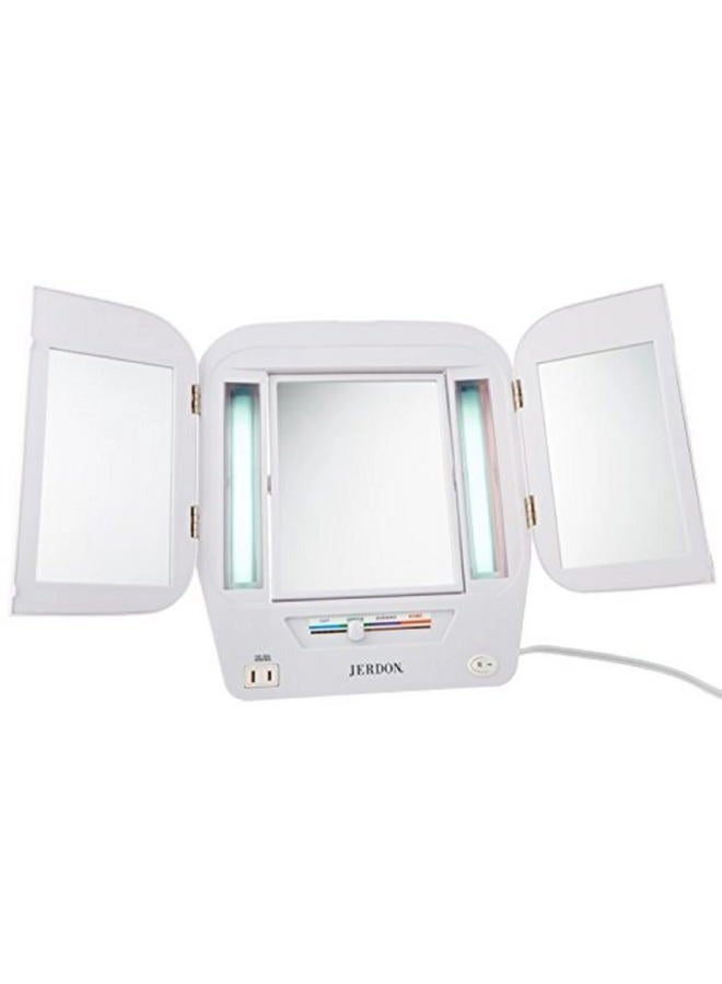 Jerdon Lighted Makeup Mirror with 5x Magnification, White Finish - Image 4