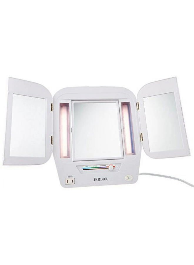 Jerdon Lighted Makeup Mirror with 5x Magnification, White Finish - Image 5