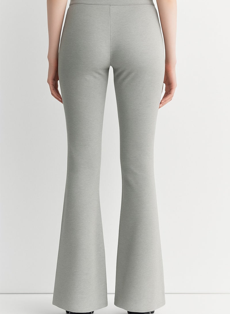 Soft Steps Women's Grey High-Waisted Flared Pants – Soft Cotton Interlock | Elegant Fit with Drawstring  Size XL  - Image 2
