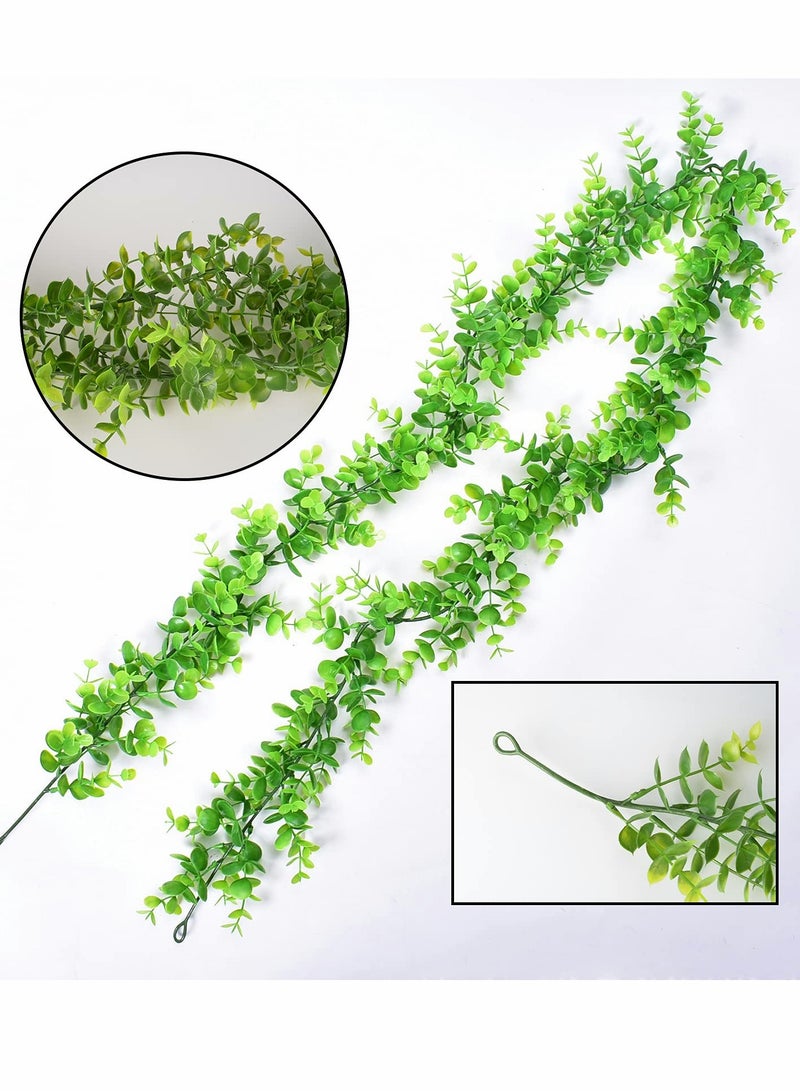 Artificial Vines Set of 2 Faux Silk Eucalyptus Leaves for Home Decor - Image 5