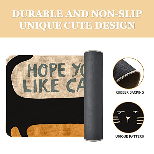 Roszwtit Cat Front Door Mat 30 X 17 Inch Black Cat Doormat Indoor Outdoor Funny Floor Mat Non Slip Rubber Hope You Like Cats Welcome Mats - Image 3