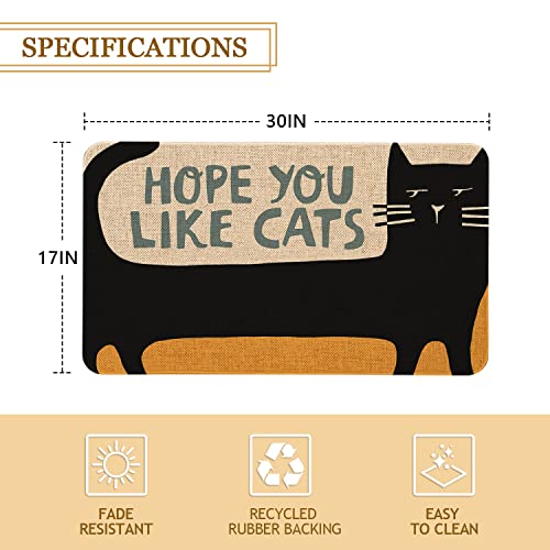 Roszwtit Cat Front Door Mat 30 X 17 Inch Black Cat Doormat Indoor Outdoor Funny Floor Mat Non Slip Rubber Hope You Like Cats Welcome Mats - Image 2
