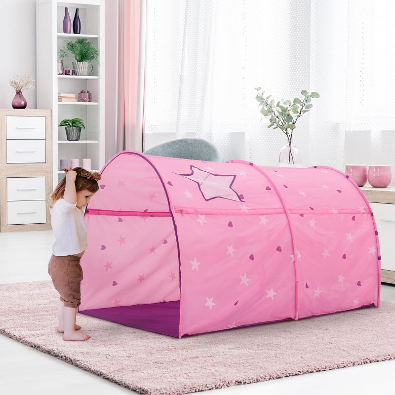 AlvantorÂ® Starlight Bed Canopy Dream Kids Play Tents Playhouse Privacy Space Twin Sleeping Indoor Stars Boys Girls Toddlers Pop Up Portable Frame Curtains Pink, Patent Pending - Image 5
