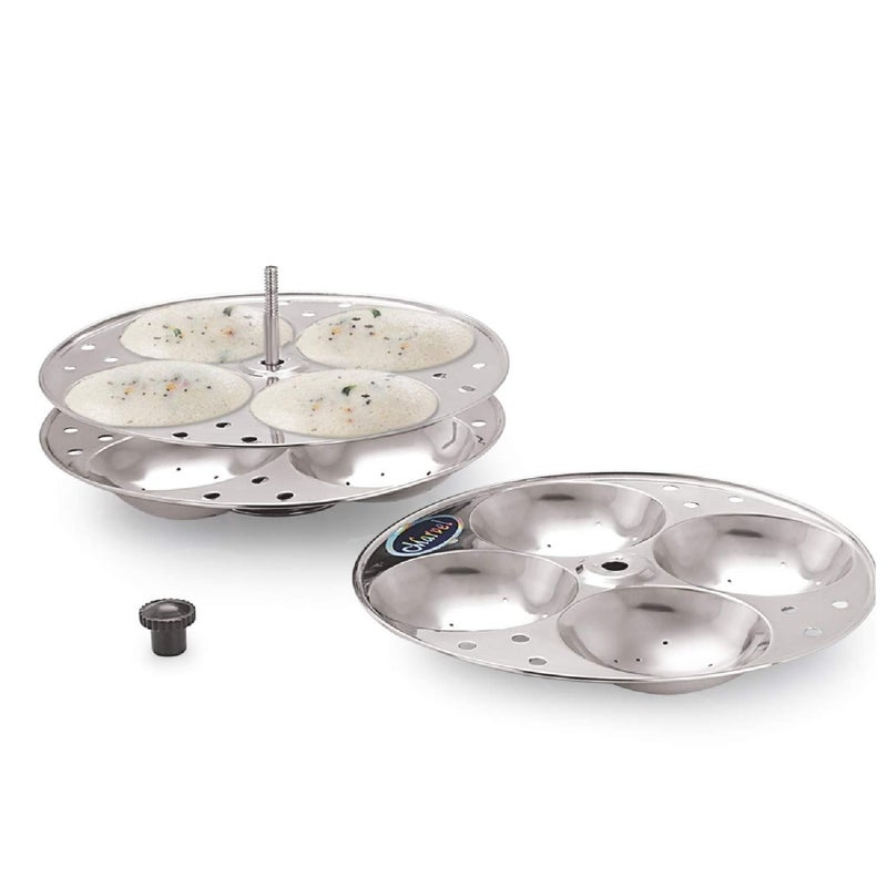 DJ FINDER ENTERPRISE DJ FINDER ENTERPRISE 4 Plates Stainless Steel Heavy Quality Idli Stand for 5 Litre Cooker/Idli Maker Makes 16 Medium Size Idlis at Once.  - Image 4