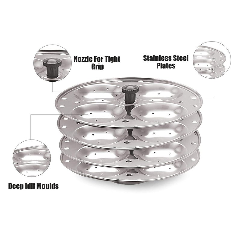 DJ FINDER ENTERPRISE DJ FINDER ENTERPRISE 4 Plates Stainless Steel Heavy Quality Idli Stand for 5 Litre Cooker/Idli Maker Makes 16 Medium Size Idlis at Once.  - Image 3