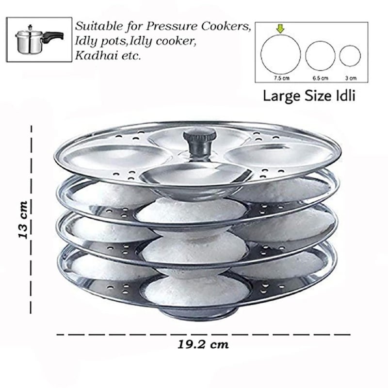 DJ FINDER ENTERPRISE DJ FINDER ENTERPRISE 4 Plates Stainless Steel Heavy Quality Idli Stand for 5 Litre Cooker/Idli Maker Makes 16 Medium Size Idlis at Once.  - Image 2