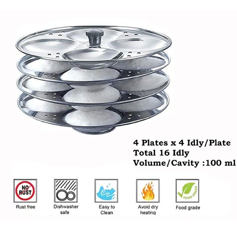 DJ FINDER ENTERPRISE DJ FINDER ENTERPRISE 4 Plates Stainless Steel Heavy Quality Idli Stand for 5 Litre Cooker/Idli Maker Makes 16 Medium Size Idlis at Once.  - Image 5