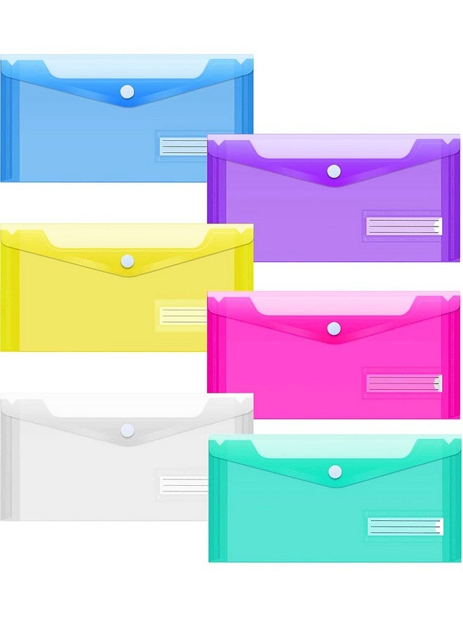 Sooez 24 Pack Plastic Pencil Pouch, Clear Poly Envelopes File Bag Bill Bag With Label Pocket, Plastic Pencil Case Bulk For A6 Size Files School, Office Storage  - Image 1