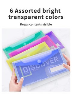 Sooez 24 Pack Plastic Pencil Pouch, Clear Poly Envelopes File Bag Bill Bag With Label Pocket, Plastic Pencil Case Bulk For A6 Size Files School, Office Storage  - Image 4