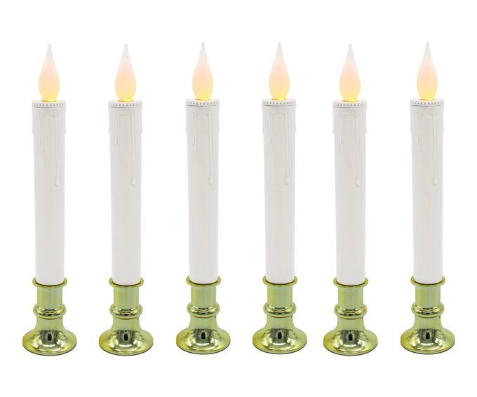 BATTERY OPERATED 9INCH LED CANDLES 6 COUNT FLICKERING FLAMELESS CANDLES WITH TIMER PERFECT FOR HOME DCOR WHITE