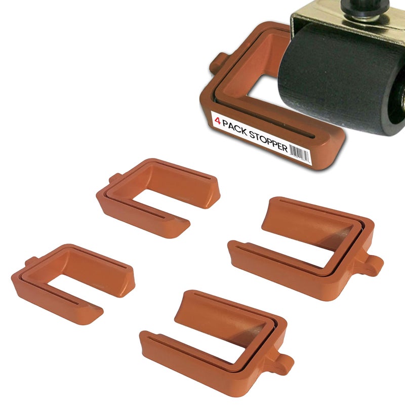 iPrimio No Lift Wheel Stoppers for Rolling Furniture  Bed and Furniture Stopper  Requires No Lifting of Bed  Keeps Bed and Furniture from Sliding Bed Caster Stopper  Solid Rubber 4 Pack Brown