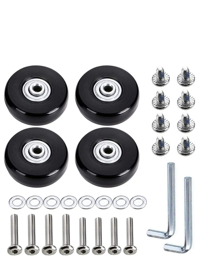 Generic 30pcs Luggage Suitcase Replacement Wheels, Rubber Swivel Caster Wheels Bearings Repair Kits with Screw Wrenches for Outdoor Travel 40x18mm  - Image 1