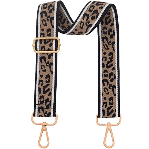 ROYGBCP Wide Leopard Purse Strap Replacement - Wide Adjustable Crossbody Shoulder Belt Handbag Strap with Gold Metal Buckle - Image 4