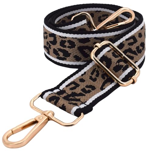 ROYGBCP Wide Leopard Purse Strap Replacement - Wide Adjustable Crossbody Shoulder Belt Handbag Strap with Gold Metal Buckle - Image 1