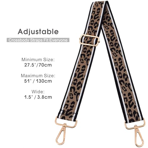 ROYGBCP Wide Leopard Purse Strap Replacement - Wide Adjustable Crossbody Shoulder Belt Handbag Strap with Gold Metal Buckle - Image 2