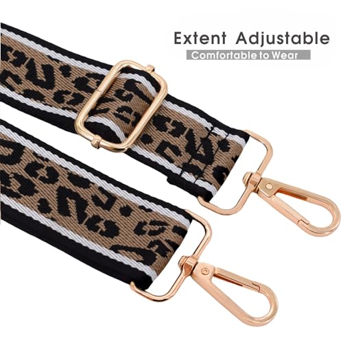 ROYGBCP Wide Leopard Purse Strap Replacement - Wide Adjustable Crossbody Shoulder Belt Handbag Strap with Gold Metal Buckle - Image 5