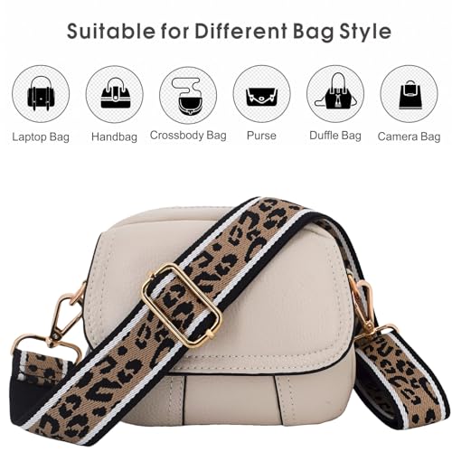 ROYGBCP Wide Leopard Purse Strap Replacement - Wide Adjustable Crossbody Shoulder Belt Handbag Strap with Gold Metal Buckle - Image 3