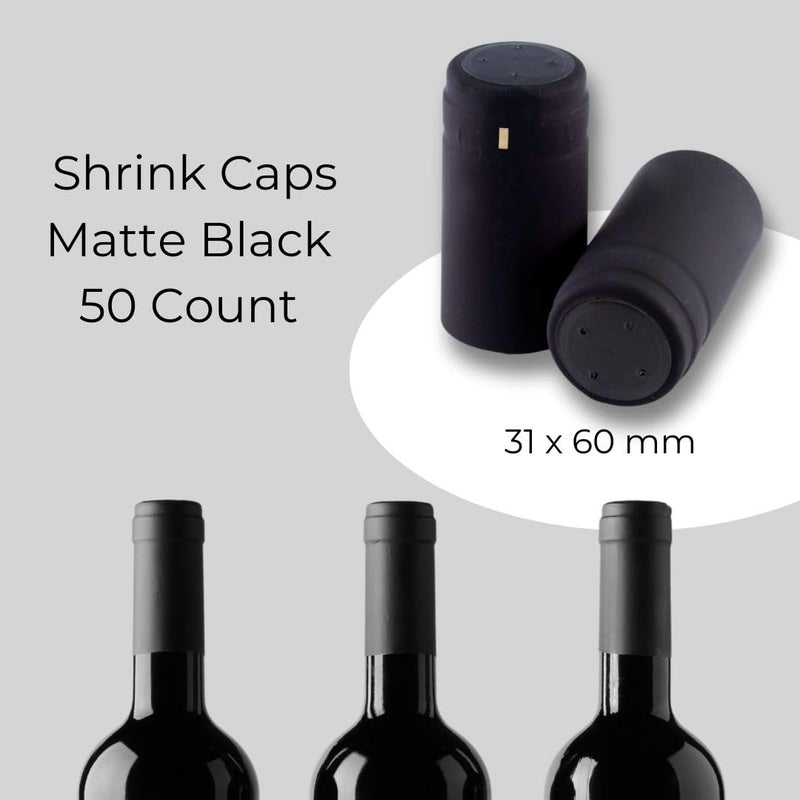 Jelinek Cork Group Jelinek Cork Shrink Caps for Wine Bottles - Matte Black 50 Count - 31 x 60 mm - Image 2