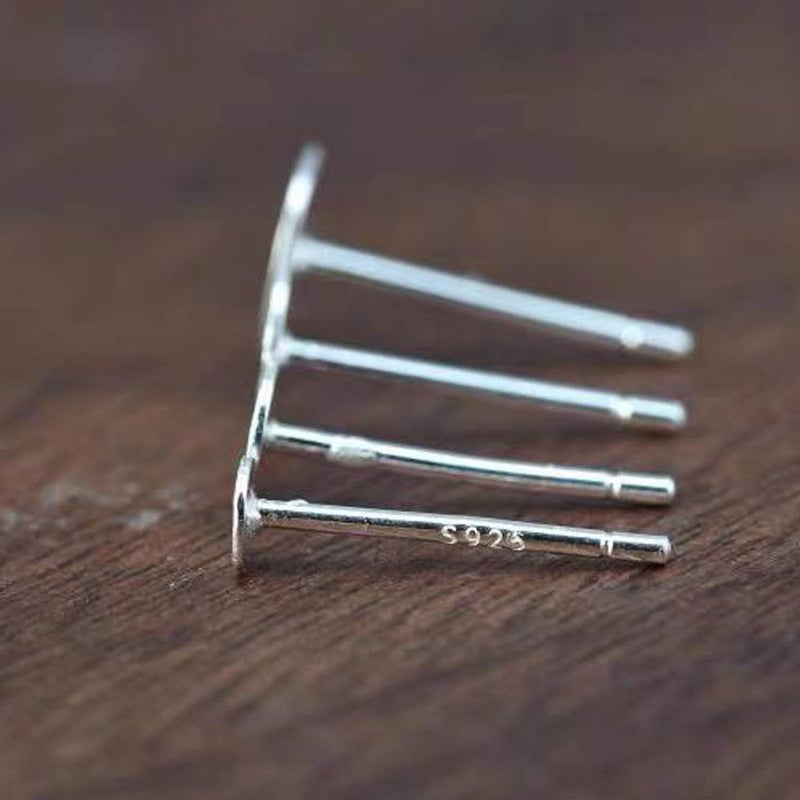 Moonear 25Pair 925 Sterling Silver Earrings Posts Flat Pad Ear Stud Hypoallergenic Blank Earring Pins with 925 Sterling Silver Earring Backs for Jewelry Making Findings(6mm) - Image 4