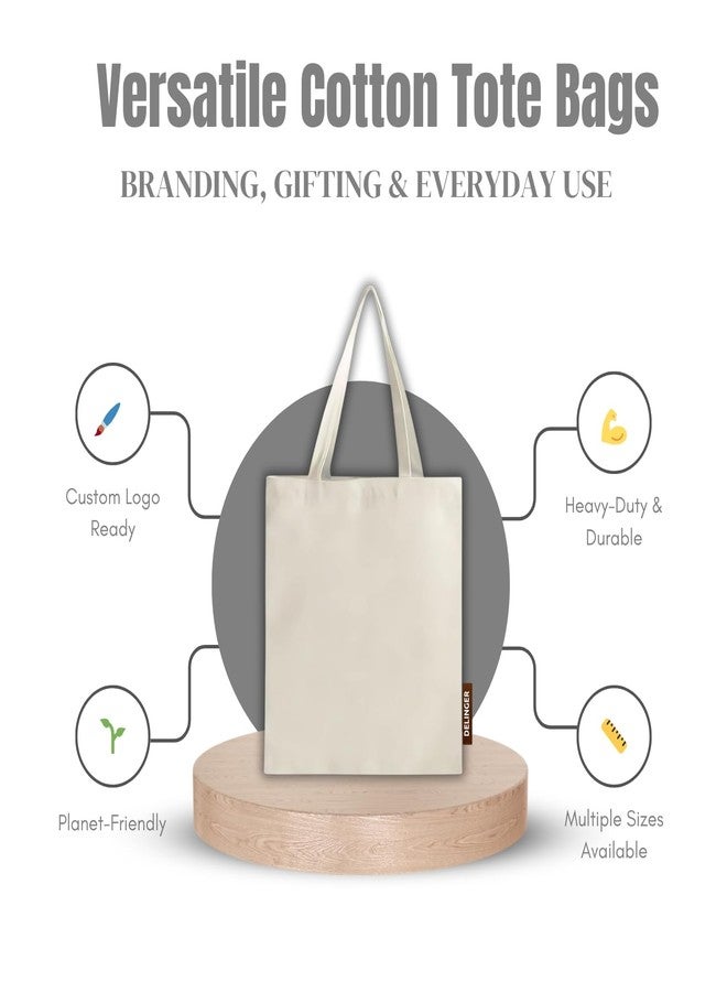 DELINGER Premium 12x14 inch Canvas Cotton Tote Bag 250Gsm - Large Capacity, Durable, Multipurpose Carryall for Shopping, Office, and Travel with Long Handles, 100% Natural Fabric (1, 12x14 inch) - Image 4