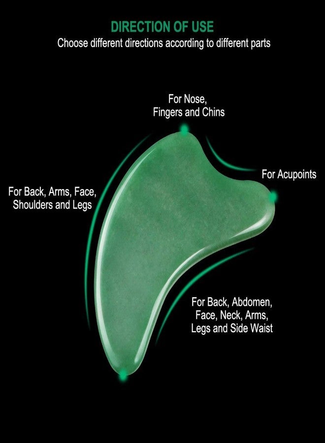 HEALIT Pinkcity Creation No Power Required Natural Gua Sha Jade Stone Board Scraping Massage Tools for Facial Skincare, for SPA Acupuncture Therapy Trigger Point Treatment, Green - Image 3