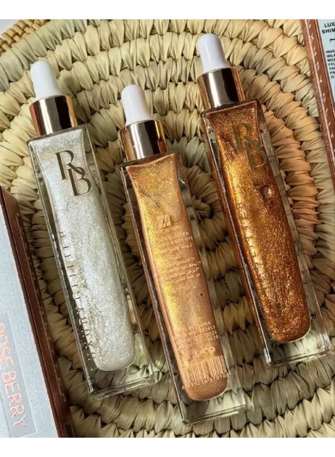 Rose Berry Glitter Body Shimmer, Bronze Body Shimmer for Face & Body Hair, Quick Dry Liquid Shiny Highlighter Spray (No. 03) - Image 2