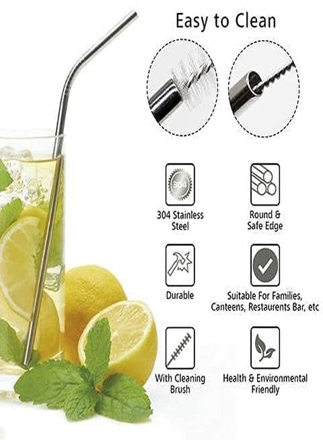BREEPREE Stainless Steel Straws for Drinking with Brushes- 8.5 inch (Reusable Straws for Kids) Thick, Long Steel Straws for Drinking & Drinks, (Pack of 2 Straight & 2 Bent, 1 Brush) (Pack of 1) - Image 5