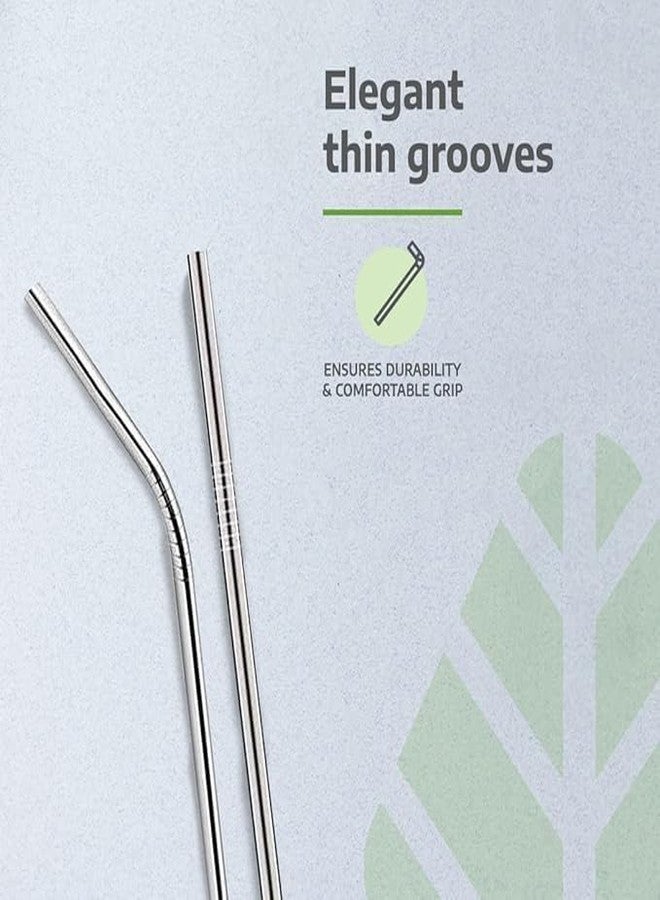 BREEPREE Stainless Steel Straws for Drinking with Brushes- 8.5 inch (Reusable Straws for Kids) Thick, Long Steel Straws for Drinking & Drinks, (Pack of 2 Straight & 2 Bent, 1 Brush) (Pack of 1) - Image 3