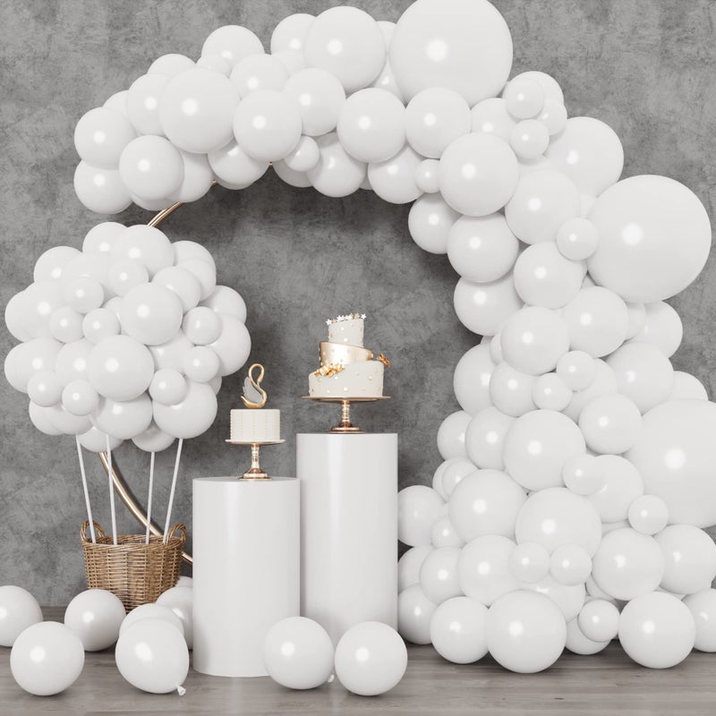 RUBFAC 129pcs White Balloons Different Sizes 18 12 10 5 Inch for Garland Arch,Party Latex Balloons for Birthday Party Wedding Anniversary Baby Shower Party Decoration - Image 1