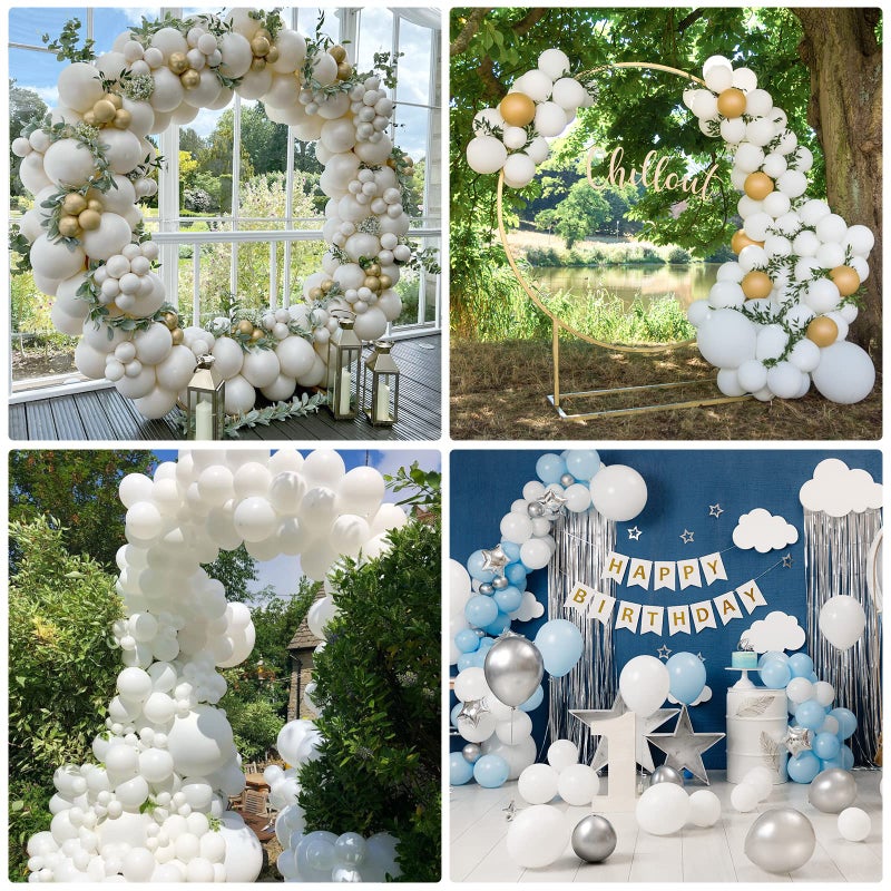 RUBFAC 129pcs White Balloons Different Sizes 18 12 10 5 Inch for Garland Arch,Party Latex Balloons for Birthday Party Wedding Anniversary Baby Shower Party Decoration - Image 5