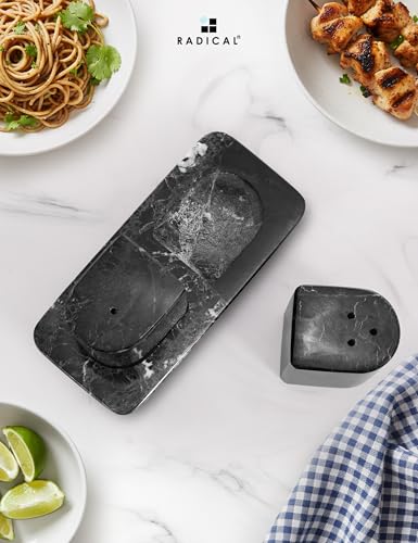 Radicaln Marble Salt and Pepper Shakers 25 Black Handcrafted Stone Spice Set for Kitchen Table Saleros Pink Salt Holder Farmhouse Kitchen Decor Elegant Home Essentials - Image 3