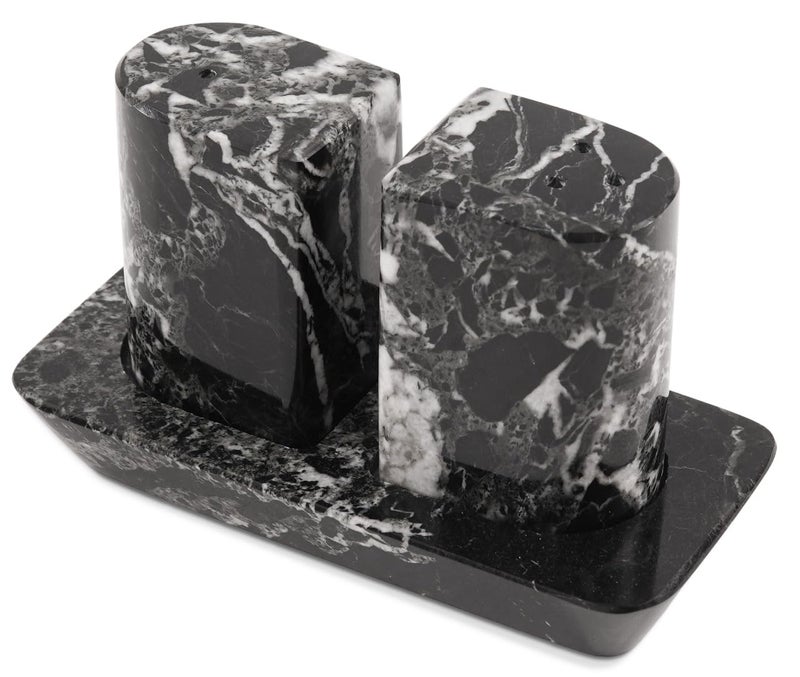 Radicaln Marble Salt and Pepper Shakers 25 Black Handcrafted Stone Spice Set for Kitchen Table Saleros Pink Salt Holder Farmhouse Kitchen Decor Elegant Home Essentials - Image 2