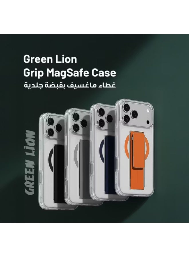GREEN LION MagSafe Grip Case for iPhone 17 Pro Max, Anti-Scratch, Camera Protection, Screen Protection, Anti-Yellowing Clarity, Comfortable Grip, Military-Grade Guard - Silver Titanium - Image 3