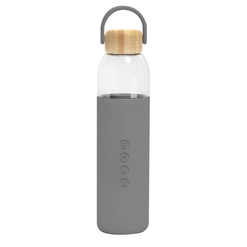Soma Full Circle Home 25 oz Glass Water Bottle  Gray  DTC