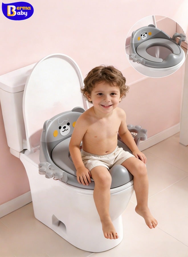 Berma Baby مقعد مرحاض لتدريب الأطفال على استخدام المرحاض مع مقابض مبطنة ناعمة، مجموعة راقية، تصميم مزدوج مضاد للانزلاق وواقي من الرذاذ للأولاد والبنات - Image 1