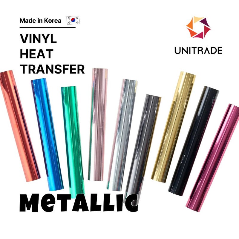 UNITRADE® Metallic Shining Gold Heat Transfer Vinyl Roll / Compatible with Cricut, Silhouette, Professional Cutters / CPSIA Certified / Made in Korea - Image 1