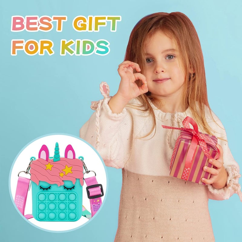 civan Mini Blue Pop Purse for Girls - 2 in 1 Crossbody Fidget Handbag, Silicone Sensory Toys Bag for Kids Birthday Gift - Image 5