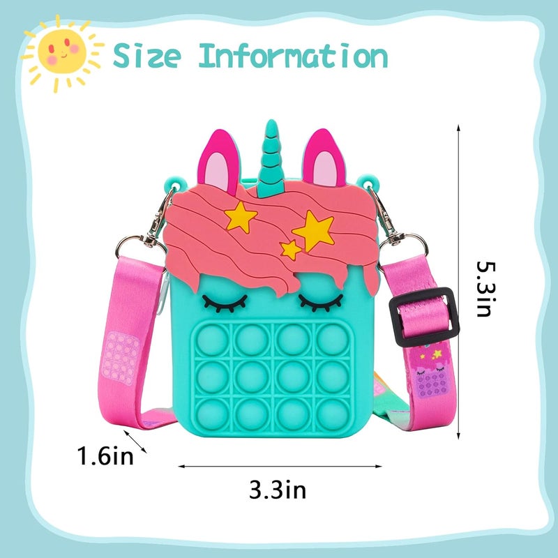 civan Mini Blue Pop Purse for Girls - 2 in 1 Crossbody Fidget Handbag, Silicone Sensory Toys Bag for Kids Birthday Gift - Image 3